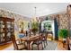 Elegant dining room featuring a large wood table, chandelier, and floral wallpaper at 10980 Jim Edwards Rd, Haines City, FL 33844