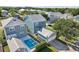 Aerial view of house with pool and detached garage at 1554 Fairview Cir, Kissimmee, FL 34747
