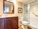 Bathroom with vanity, toilet, and shower at 1513 Ocean Shore Blvd # 9E, Ormond Beach, FL 32176