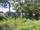 A partly damaged house exterior with graffiti on the walls and overgrown weeds at 4022 Shellman St, Orlando, FL 32811