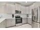 Modern kitchen featuring stainless steel appliances and light gray cabinets at 8911 Stinger Dr, Champions Gate, FL 33896