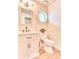 Updated bathroom with a white vanity and a round window at 28 Golf Villa Dr, Port Orange, FL 32128