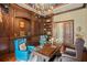 Spacious home office with built-in bookshelves and leather armchairs at 5507 Worsham Court, Windermere, FL 34786