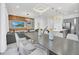 Bright dining room features a large table with seating for eight and modern lighting fixtures at 6115 High Seas Dr, Orlando, FL 32821
