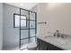 Modern bathroom with subway tile, marble vanity, and glass shower at 336 Saint Dunstan Way, Winter Park, FL 32792