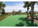 Landscaped green space with palm trees and residential homes in the background at 1165 Trappers Trail Loop, Davenport, FL 33896