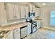 Modern kitchen with white cabinets and granite countertops at 530 Tanaro Ln, Haines City, FL 33844