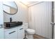 Modern bathroom with black vessel sink and white vanity at 2920 Pecan Ave, Leesburg, FL 34748
