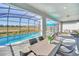 Inviting pool and spa with screened enclosure at 4289 Lana Ave, Davenport, FL 33897