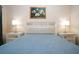 King-size bed with light blue bedding and matching nightstands at 2208 San Vittorino Cir # 101, Kissimmee, FL 34741