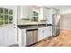 Modern kitchen with white cabinets, granite countertops, and stainless steel appliances at 10 Locust Run Crse, Ocala, FL 34472