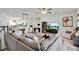 Open concept living area showcasing a comfortable sectional sofa and large TV at 590 Piazza Pt, Oviedo, FL 32765