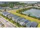 Aerial view showing houses near a lake and community at 2874 Stanza Ct, Kissimmee, FL 34746