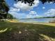 Lakefront property with grassy area, trees, and dock in distance at 4790 Anderson Rd, Orlando, FL 32812