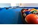Close-up of a pool table with billiard balls set for the next game at 2965 Fable St, Kissimmee, FL 34746