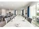 Elegant dining room showcasing a long table and access to the kitchen at 1136 Castle Pines Ct, Reunion, FL 34747