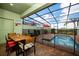 Enclosed patio area with a private pool, table and chairs at 4611 Terrasonesta Dr, Davenport, FL 33837