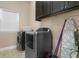 Laundry room with washer, dryer, and upper cabinets at 860 Desert Mountain Ct, Reunion, FL 34747
