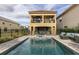 Private pool and spa with patio furniture and outdoor dining at 860 Desert Mountain Ct, Reunion, FL 34747