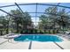 Screened pool and spa with lounge chairs at 7049 Oakwood St, Davenport, FL 33837