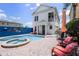 Spacious backyard oasis with a pool, spa, and patio furniture at 7576 Excitement Dr, Reunion, FL 34747