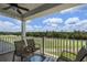 Balcony overlooking the golf course with seating for relaxing at 7576 Excitement Dr, Reunion, FL 34747