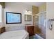 Bathroom with a large shower and corner soaking tub at 7576 Excitement Dr, Reunion, FL 34747