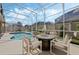Enjoy this relaxing screened pool and patio area with fire pit at 442 Ella Mae Dr, Davenport, FL 33897