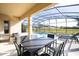 Covered patio dining area overlooking the pool and spa at 5300 Oakbourne Ave, Davenport, FL 33837