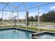 Enclosed pool and spa area with view of neighborhood at 8834 Cabot Cliffs Dr, Davenport, FL 33896