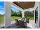 Relaxing covered patio with seating area and view of backyard at 2490 Zuni Rd, St Cloud, FL 34771