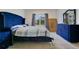 Elegant bedroom with blue velvet bed and matching dresser at 1157 Torrente Ln, Haines City, FL 33844