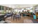 Spacious screened porch with dining table, rocking chairs, and lush plants at 132 Robbins Rest Cir, Davenport, FL 33896