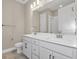 Modern bathroom with double vanity, quartz countertop, and chrome fixtures at 3116 Legends Preserve Dr, Daytona Beach, FL 32124