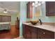Stylish bathroom with a vessel sink and dark brown cabinets at 8 Escondido Cir # 78, Altamonte Springs, FL 32701
