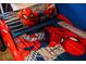 Red bed with Spider-Personal themed bedding at 4546 Narrative Ln, Kissimmee, FL 34746