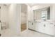 Modern bathroom with double vanity and walk-in shower at 2012 Rosewood Dr, Bartow, FL 33830