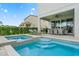 Relaxing backyard oasis featuring a sparkling pool, spa, and covered patio at 7481 Marker Ave, Kissimmee, FL 34747