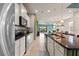Kitchen with island, stainless steel appliances, and open layout at 1627 Lima Ave, Kissimmee, FL 34747
