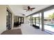 Covered lanai with pool access and dining area at 3060 Rambler Ave, Saint Cloud, FL 34772
