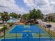 Well-maintained outdoor basketball court with green and blue surface at 8100 Princess Palm Ln # 201, Kissimmee, FL 34747