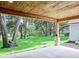 Covered patio overlooking a lush, green backyard at 19906 Eldorado Dr, Eustis, FL 32736