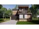 Modern home with a balcony, attached garage, and landscaping at 627 Country Club Dr, Winter Park, FL 32789