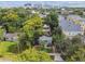 An aerial view of a charming house surrounded by mature trees in a city setting at 31 W Harding St, Orlando, FL 32806