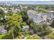 Aerial view of a house nestled among trees, near other houses and the city skyline at 31 W Harding St, Orlando, FL 32806