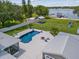 Aerial view showing the home's backyard oasis at 7220 Grace Rd, Orlando, FL 32819