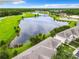 Aerial view of community with lake and walking path at 2543 Old Kent Cir, Kissimmee, FL 34758