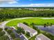 Aerial view of townhouses with lake and community views at 2543 Old Kent Cir, Kissimmee, FL 34758