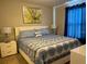 Guest bedroom with a queen bed and blue bedding at 5299 Wildwood Way, Davenport, FL 33837