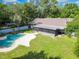 Aerial view of house, pool, and backyard, showcasing the property's serene setting at 601 Marlin Rd, Winter Springs, FL 32708